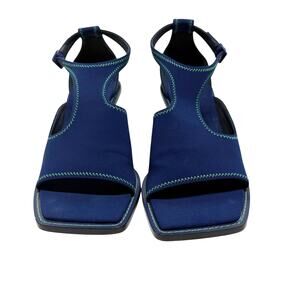 Zimmermann Scuba Sandal 65 Heeled Dark Cobalt Blue Neoprene Leather Sole Size 39